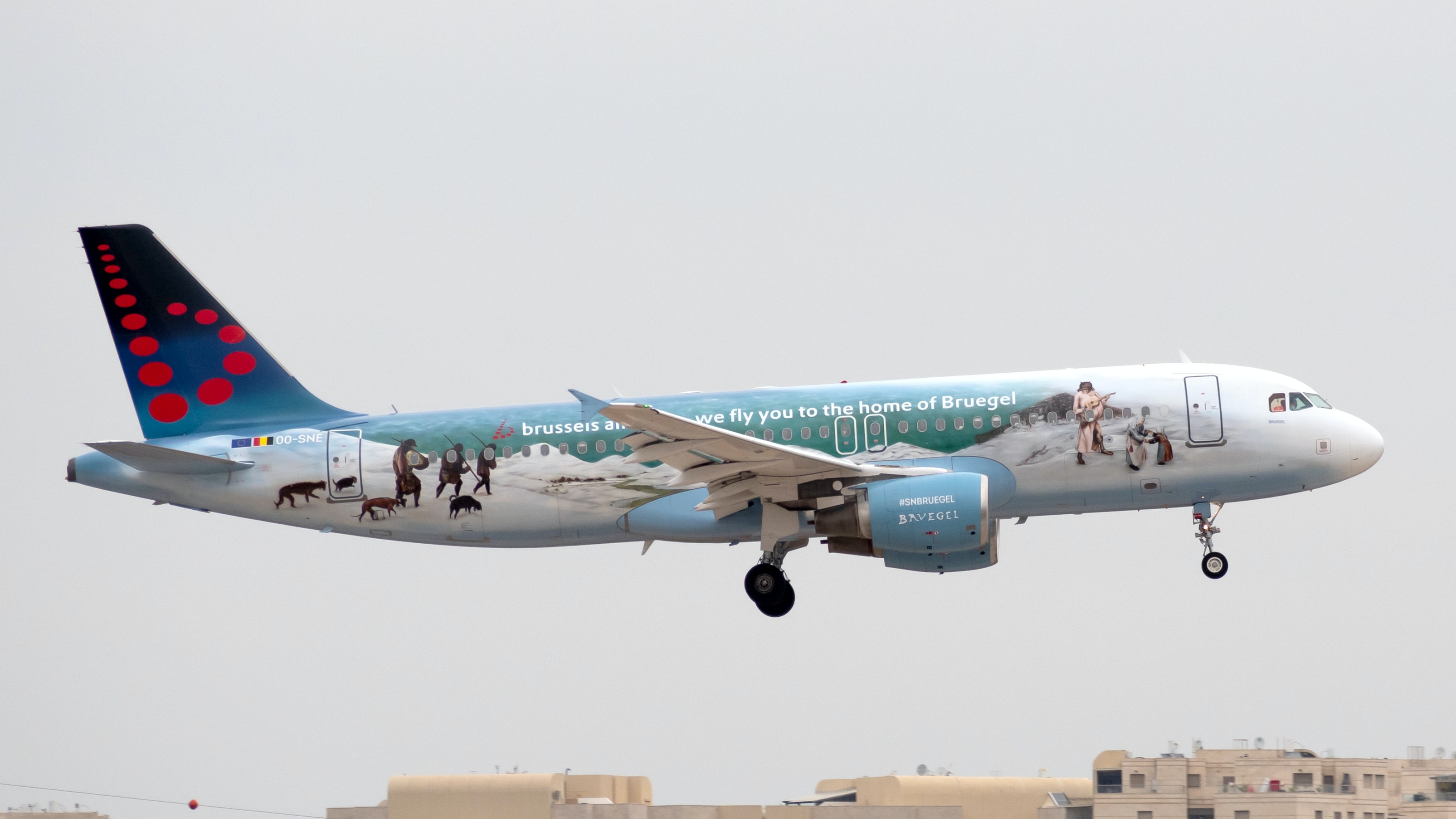 Brussels Airlines Airbus 320, painted with the Bruegel Livery. Taken at Ben Gurion airport.