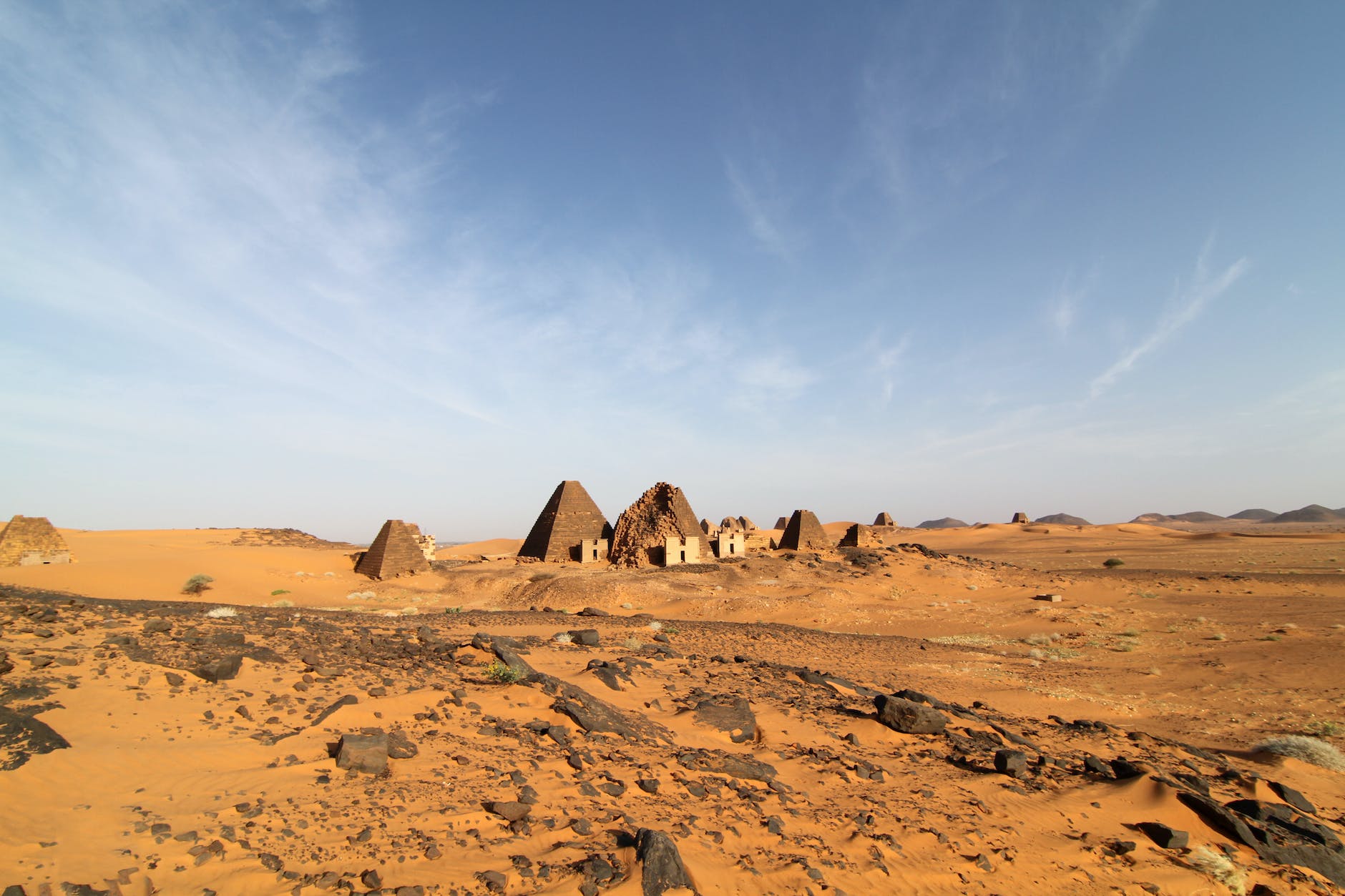 nubian pyramids on a desert in sudan